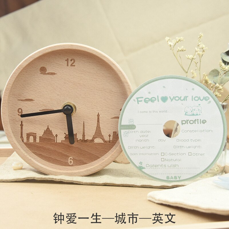 Ya wu horloge en bois fille et garçon bébé Lanugo bébé dents boîte enfants anglais japonais foetus cheveux dents boîte de rangement: City English