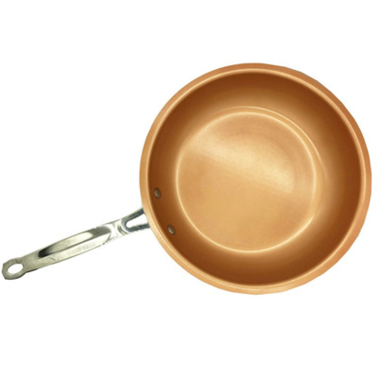 Induction cooktop round pan pressed aluminum alloy pan copper color nonstick aluminum pan: plum