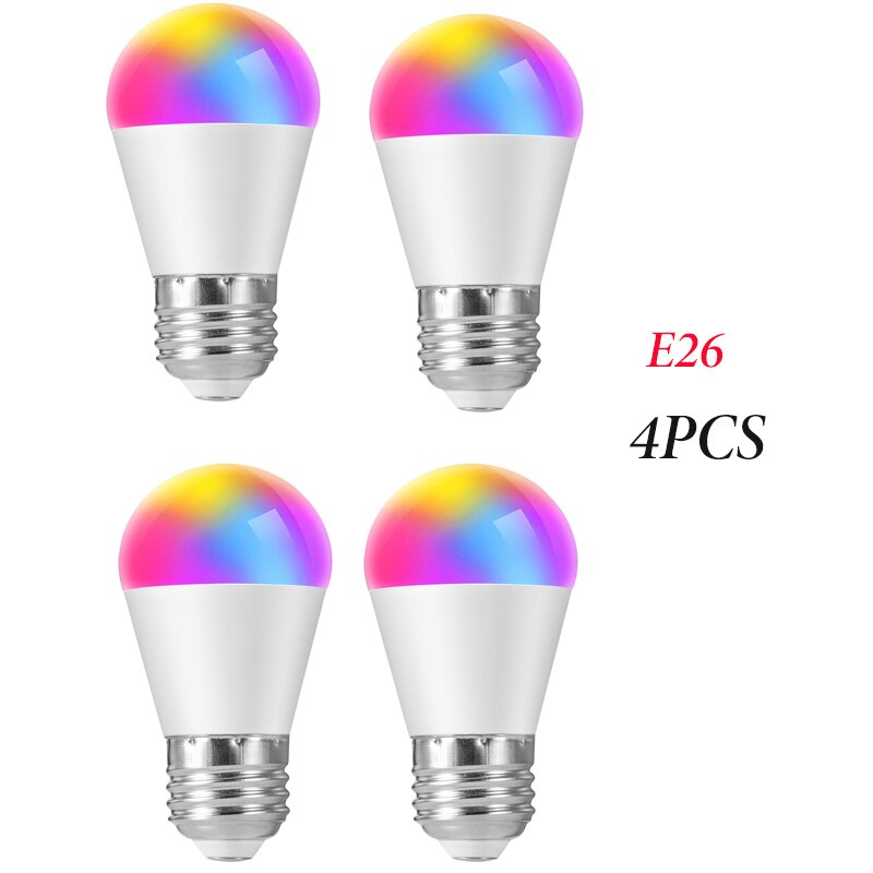 Smart Led Lamp 6W Wifi Rgb Kleur Veranderende Licht Toepassing Controle Alexa/Google Smart Home Verstelbare Lamp: E26 4pcs