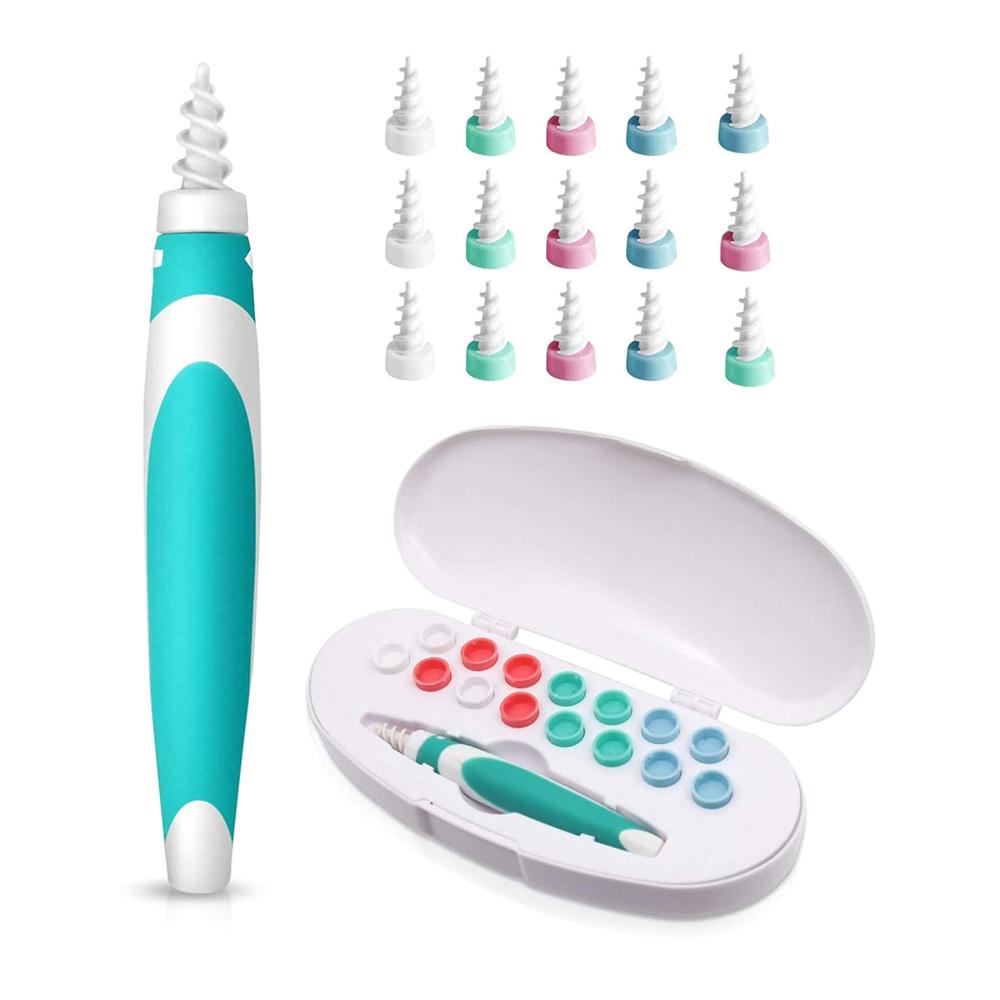 Nettoyeur d'oreilles, cure-oreille, spirale, avec 16 embouts de rechange, outils de soins, avec boîte