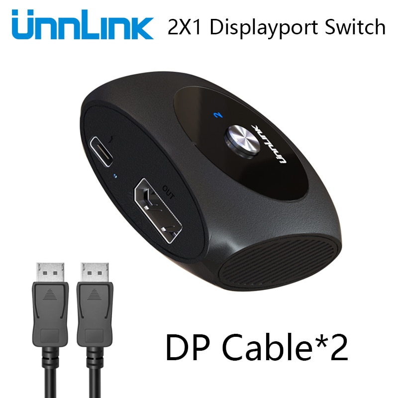 Unnlink DP 1.4 Switch Splitter Bi-directional AB Displayport Switcher 2X1 4K60 2K1080 144 Adapter for monitor computer pc laptop