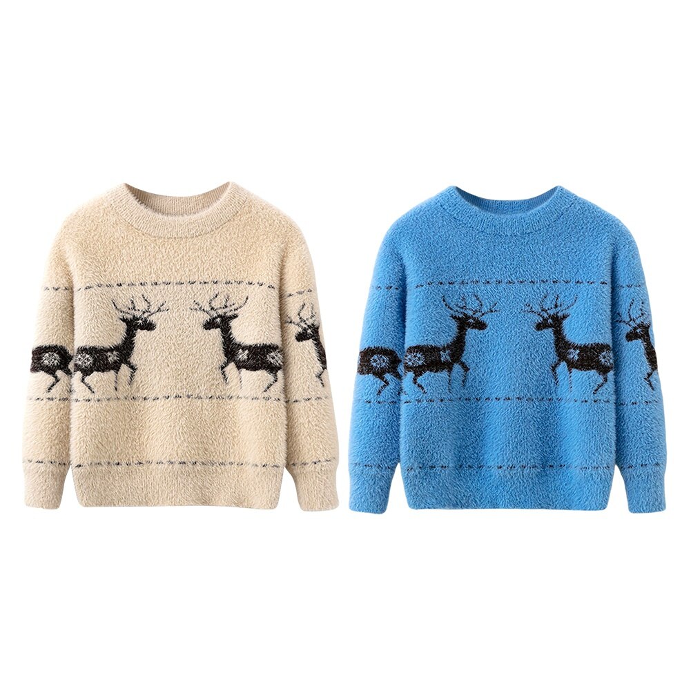 Autumn Winter Fawn Printed Sweaters for Boys And Girls