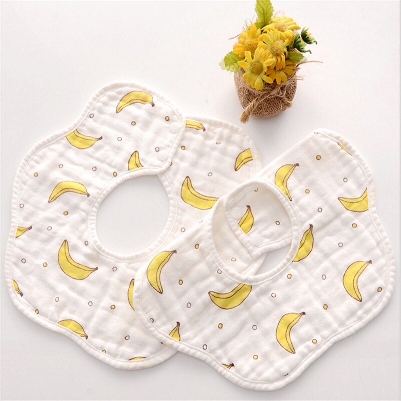 Children Bibs 360 Rotating Petal Bib Eight-Layer Muslin Cotton Infant Saliva Bibs Feeding Care Rice Pocket Cute Baby Bibs