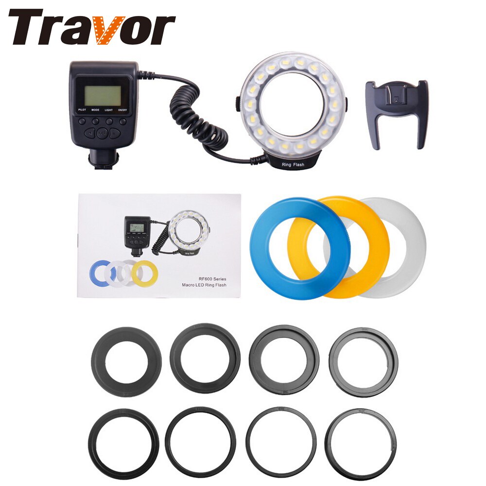 Travor 18 pcs Hoge Fleuren SMD LED Macro Ring Flash RF-600D Voor Canon Nikon Pentax Olympus Panasonic Sigma DSLR Camera