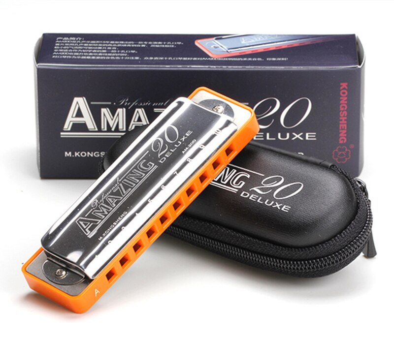 SevenAngel Blues Harmonica - 10 Hole Diatonic Key of C - Phosphor Bronze Reeds - 103x30x20mm