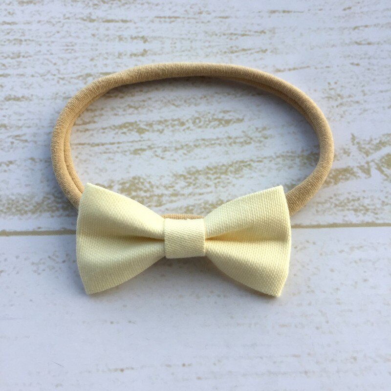 24 pçs/lote Mini Tecido Bow Headband Bebê Faixa de Cabelo de Nylon Macia Cabelo Accessroies
