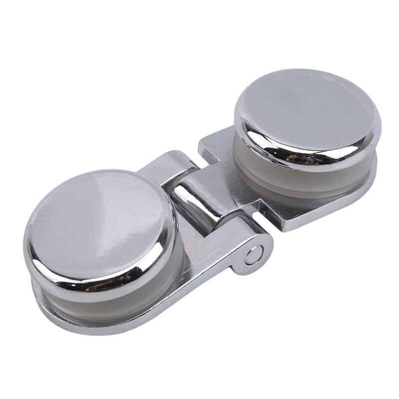 Zinc Alloy Shower Box Screen Frameless Glass Hinge Mortise Decorative Cover Round Chrome: Default Title