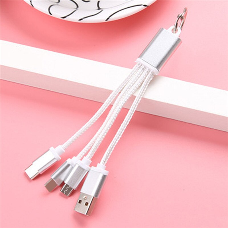 Usb Kabel Metalen Sleutelhanger Micro Usb Data Cord Oplader Auto Sleutelhanger Kabel 13.5 Cm Voor Iphone Voor Android