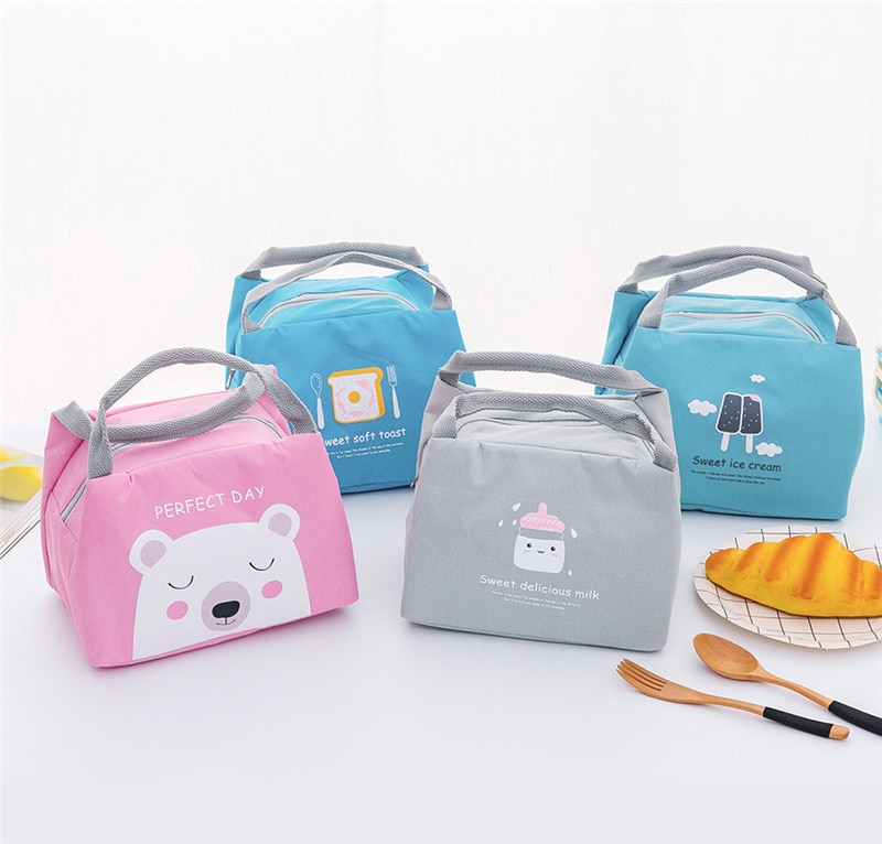 Mignon femmes dames filles enfants Portable isolé sac à Lunch boîte pique-nique fourre-tout refroidisseur thermique isolé Bento boîte à Lunch fourre-tout