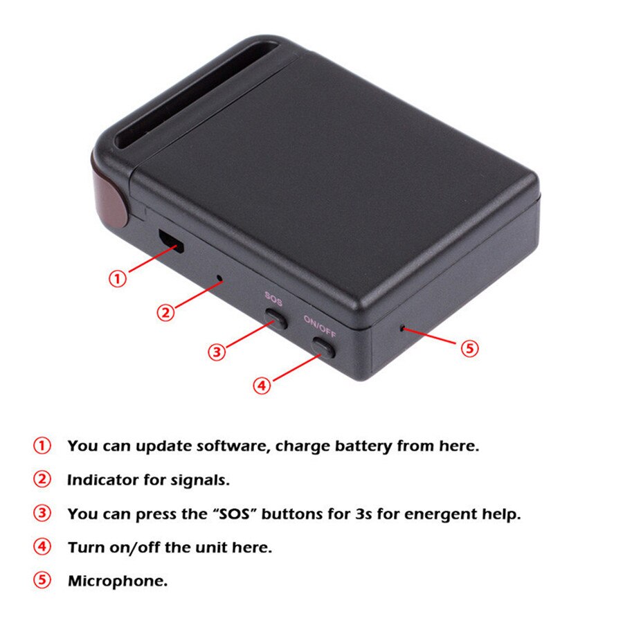 TK102 GPS/GSM/GPRS Tracker Car Vehicle Mini Tracking Device + 2 Battery