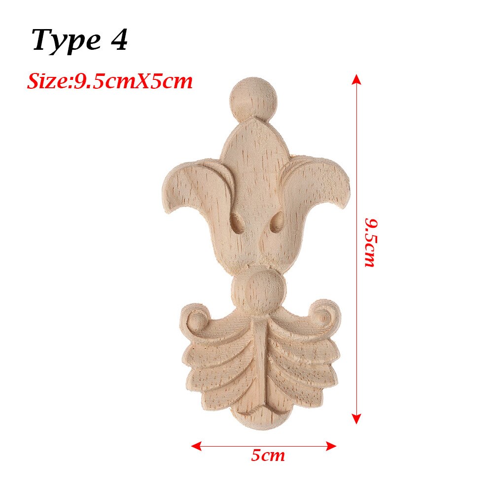 1 PC Ecke Appliques Holzschnitzerei Rose Blume Unlackiert Blumen- Geschnitzte Holz Handwerk Möbel Ornament DIY Hause Dekoration: 4