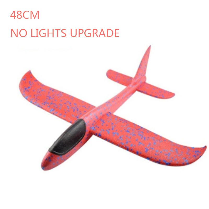 48CM Manual Throwing Foam Aircraft Manually Launching Aircraft Toys Educational Model Toys Children&#39;s Outdoor Sports Games Toys: Red 48cm NO LED