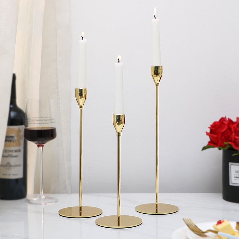 1pcs Luxury Gold Metal Wedding Candle Holders Home Decoration Living Room Decor Party Table Candlestick