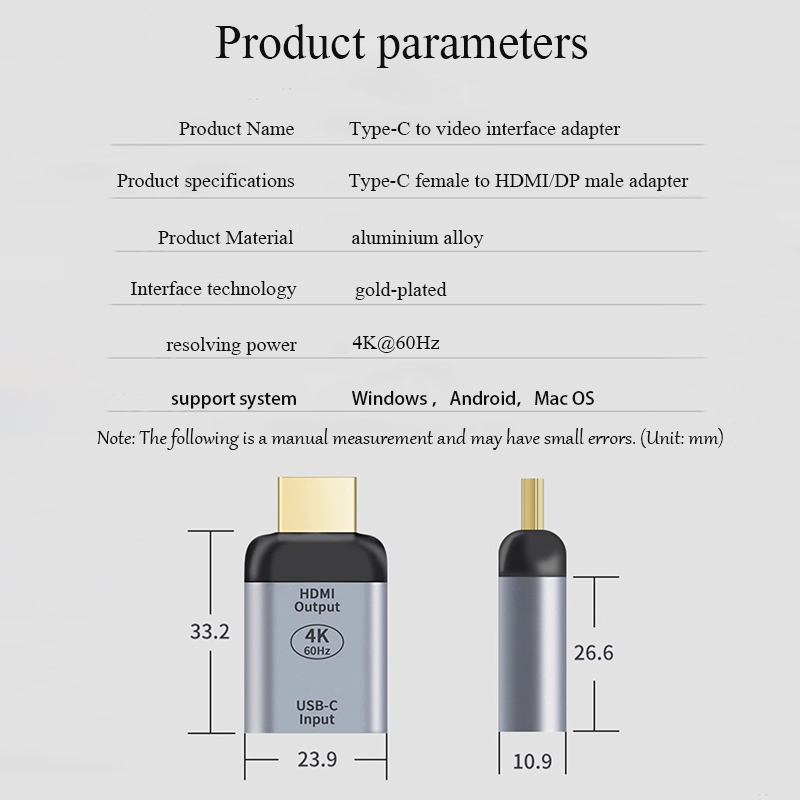 Dp till hdmi-adapter displayport-gränssnitt high-definition-anslutningskabel stationär dator värdgrafikkortskonverterare 4k 60hz