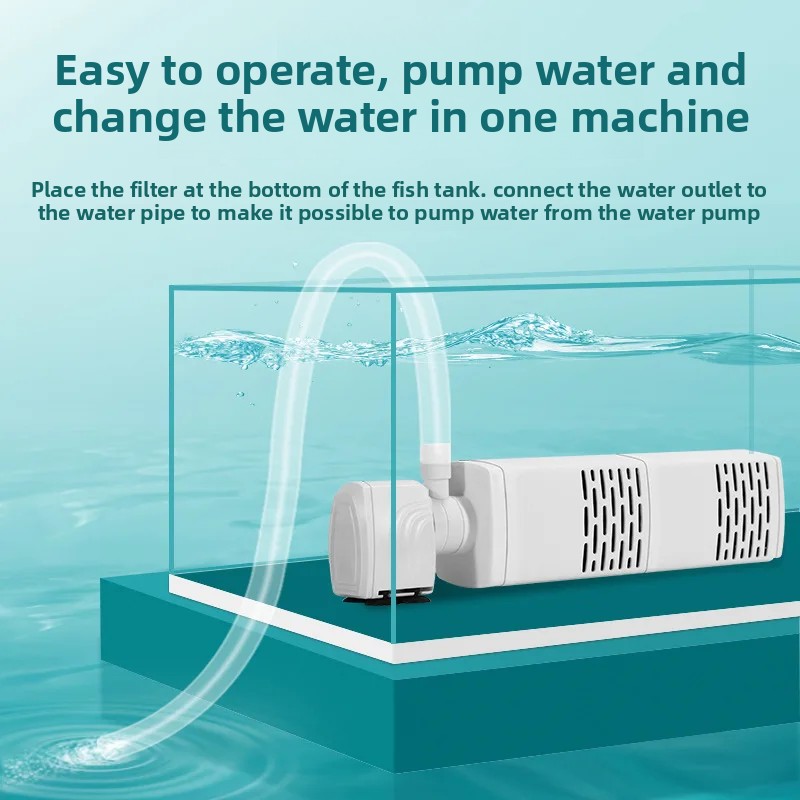 Silent Three-in-One Fish Tank Filter Pump Built-In Oxygenator Aquarium Water Circulation System Small Size Home Goods