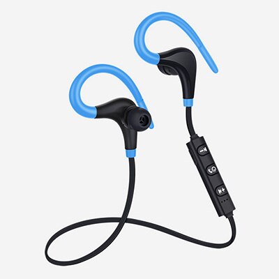 4.1Bluetooth Earphone Earloop Earbuds Stereo Bluetooth Headset Wireless Sport Earpiece Handsfree With Mic For all smart Phones: blue