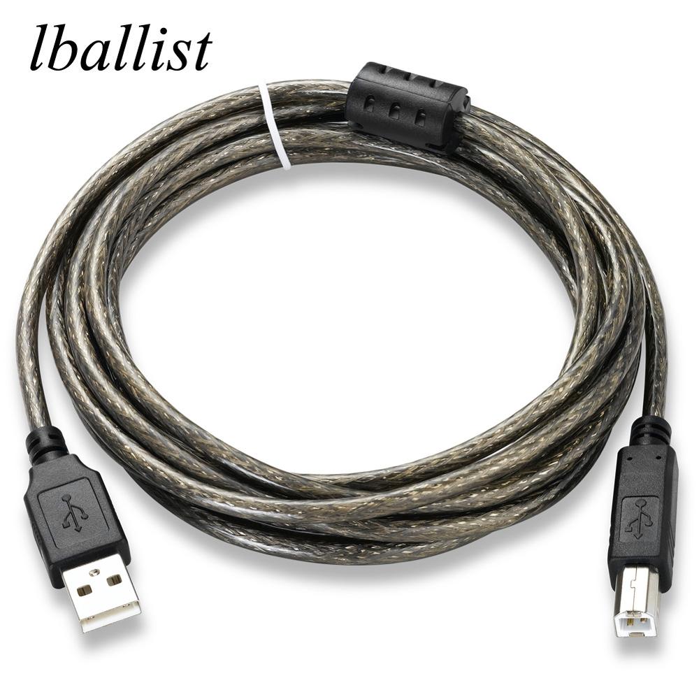 lballist USB 2.0 Printer Cable Type A Male to Type B Male Foil+Braided Shielded 1.5m 3m 5m 10m