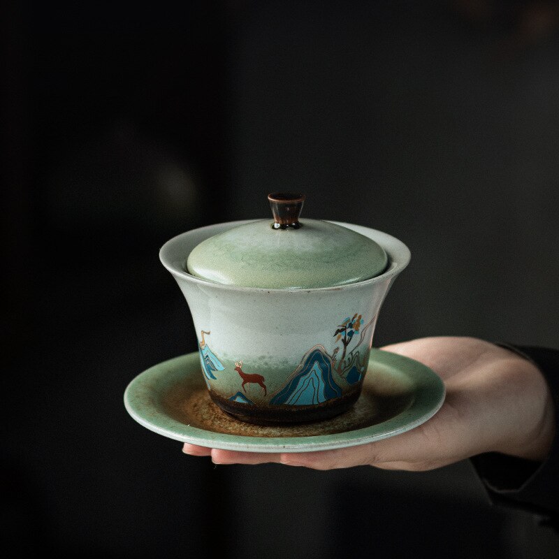 Fu Rushan zuppiera ceramica antica giapponese Gaiwan grande tazza da tè ciotola da cerimonia del tè Kung Fu impostato da tè impostato da tè cina cinese Gaiwan