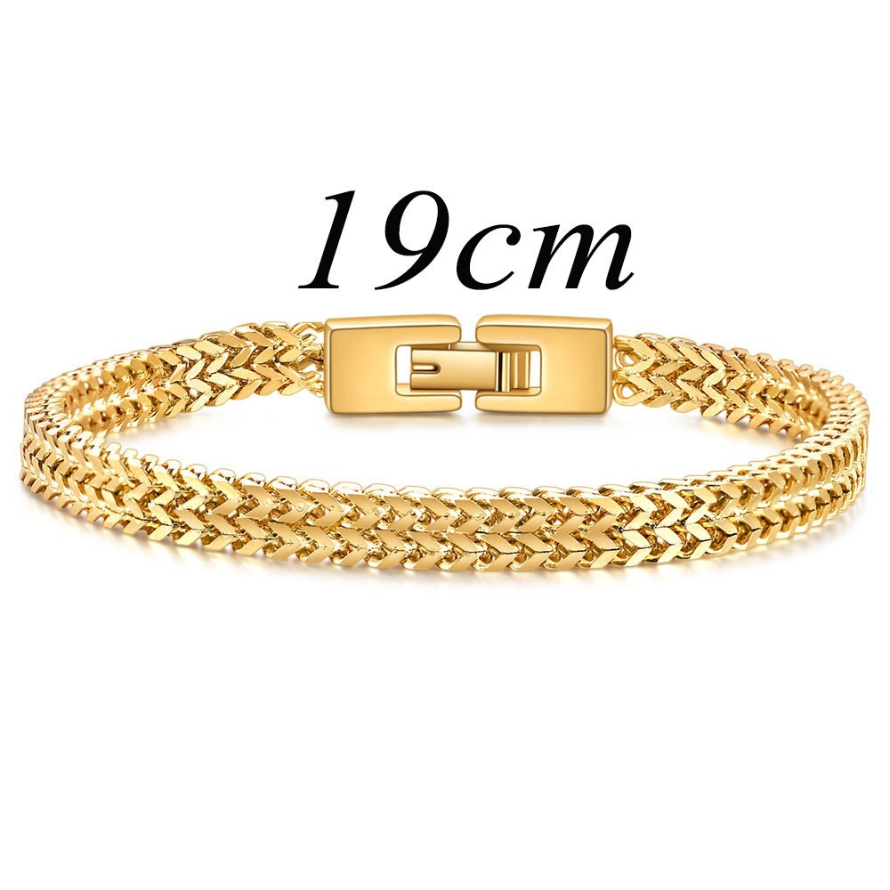 Mode Mannelijke Hip Hop Raphap Roestvrij Stalen Kiel Snake Chain Armband Voor Mannen Persoonlijkheid Titanium Stalen Armband Hommen Sieraden: Licht Geel Goud Kleur / 19