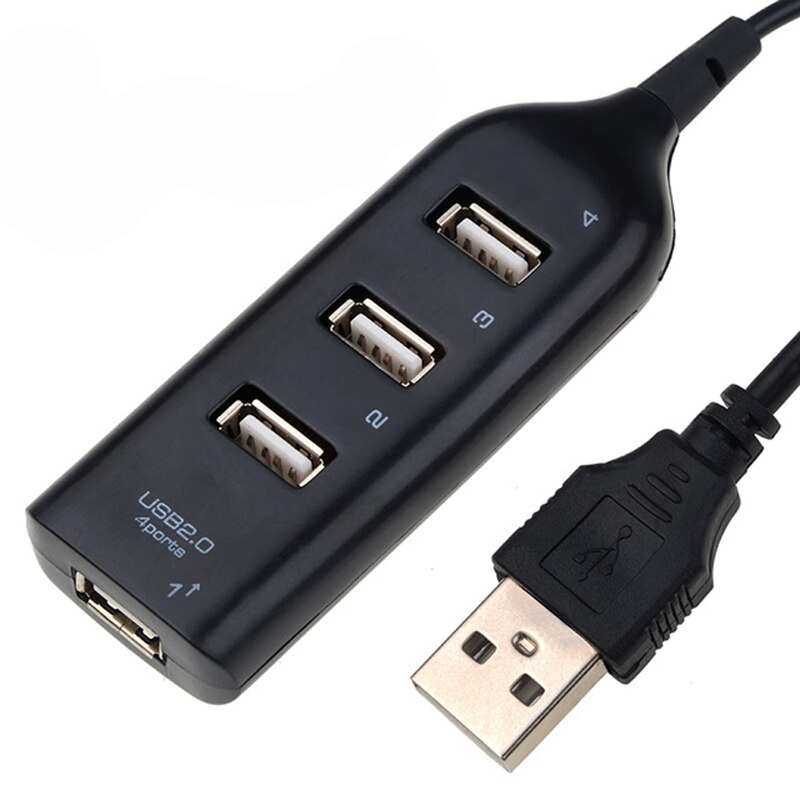 Usb Hub 2.0 Multi Usb-poort 4 Port Hub Usb Splitter High Speed Hub Adapter Voor Pc Laptop Notebook Computer accessoires: Black