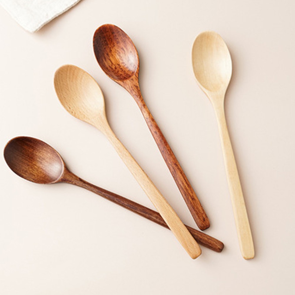 Wooden Long Handle Tableware Korean Kitchen Utensil Soup Spoon Mixing Spoons Teaspoons Cooking Utensils Portable Tableware