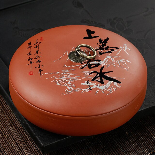 Caja de almacenamiento de té de estilo chino Puer, cajas de sellado de de arte púrpura Natural, tarros de café, granos, recipiente de Caddy, bandeja de caramelos y nueces: Pattern 9