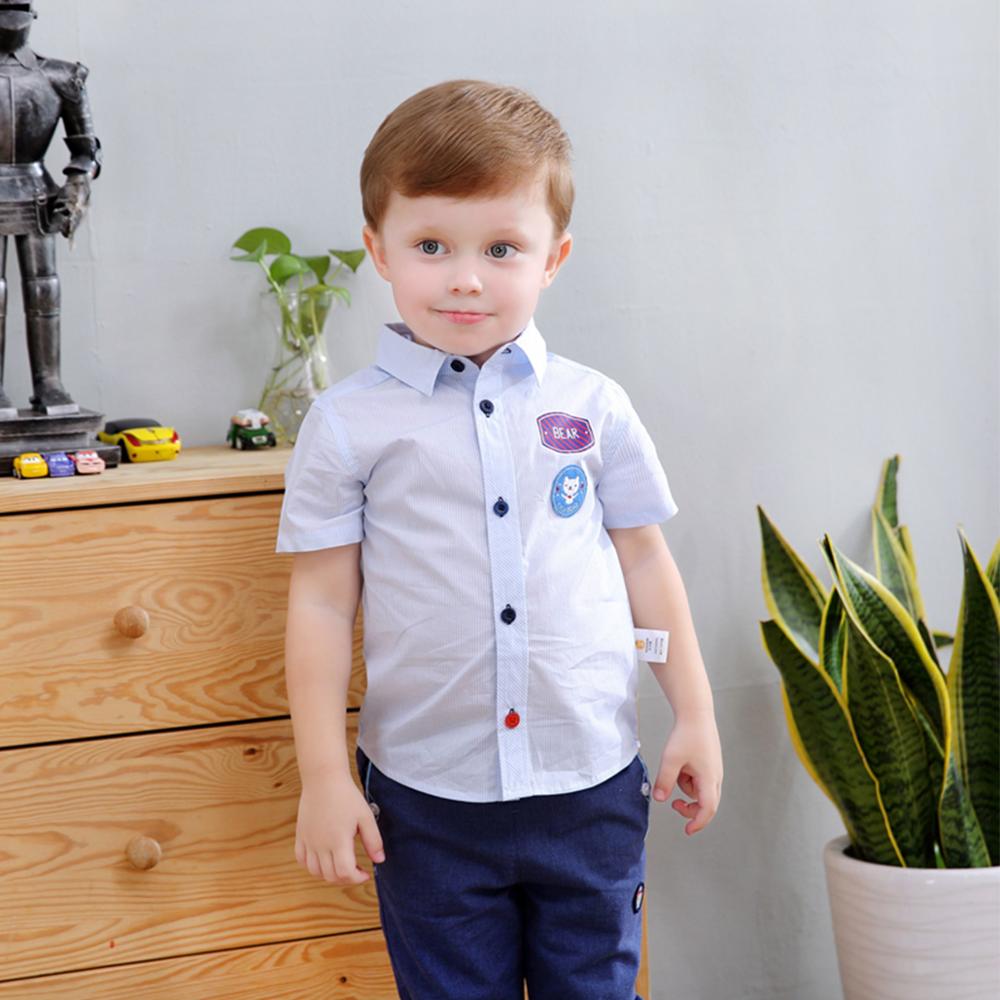 Ciciibear babykleding jongens meisjes katoenen shirt met korte mouwen zomer babykleding cartoon revers gestreept shirt