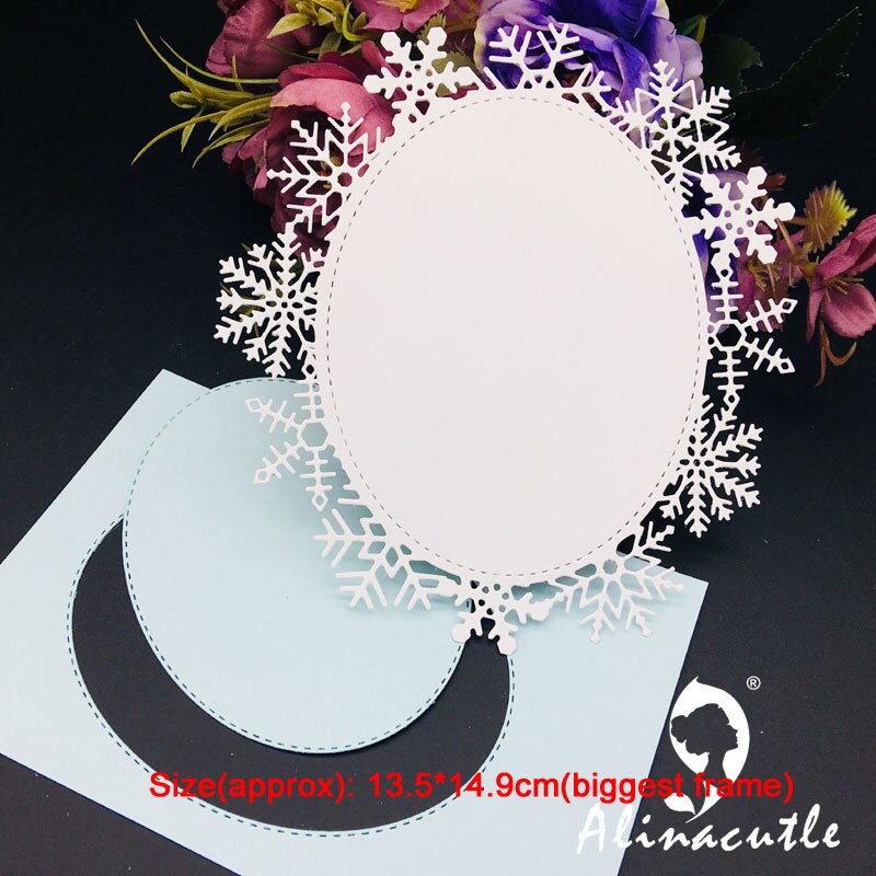 Metal Cutting die Cut nesting Oval snowflake frame Scrapbooking Paper Craft Handmade Card Album Punch Art Cutter Alinacutle Die