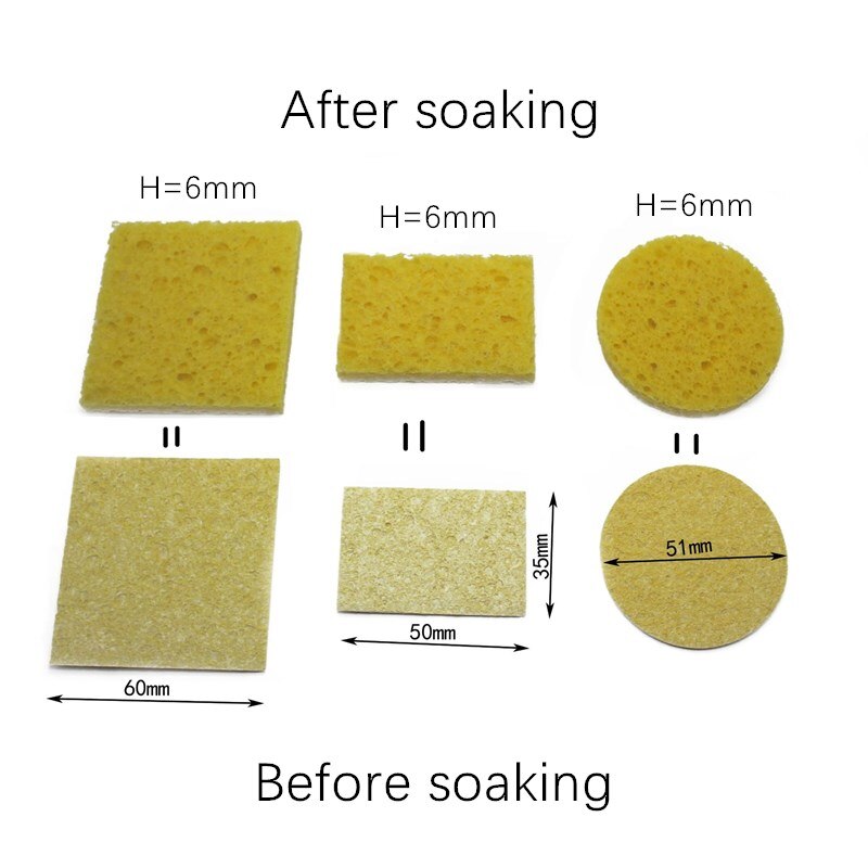 Esponja de soldadura reutilizable, esponja de limpieza resistente a altas temperaturas, adecuada para suministros de limpieza de soldador eléctrico, 10 Uds.