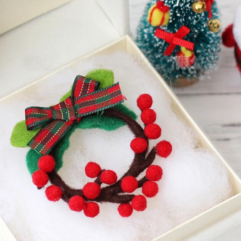 1Set Berry guirnalda broche lana manualidad de fieltro DIY sin terminar pinchado conjunto kit para manualidades para Material de la aguja bolsa de paquete de Lollipop muleta: A