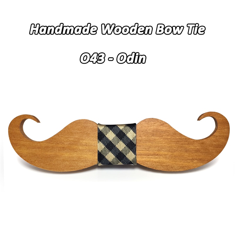 Mahoosive – Nœud papillon moustache en bois, pour hommes, accessoire masculin, fabrication artisanale, nouveauté, ,: O43