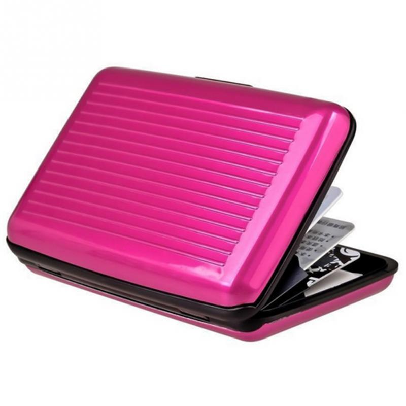 Tarjetero de aluminio para hombre, estuche rígido con bloqueo, billetera sólida para tarjetas de crédito, escaneo Anti-RFID, protege el tarjetero, 1 ud.