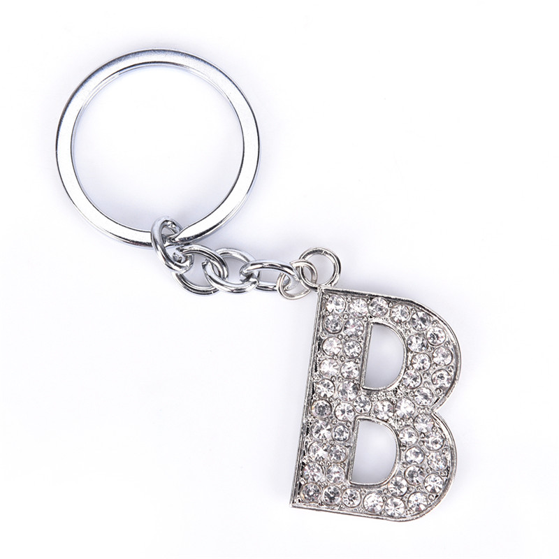 Crystal Rhinestone Alphabet Keyring Initial Letter Key Ring Chain Unisex Keychain 26 Letters