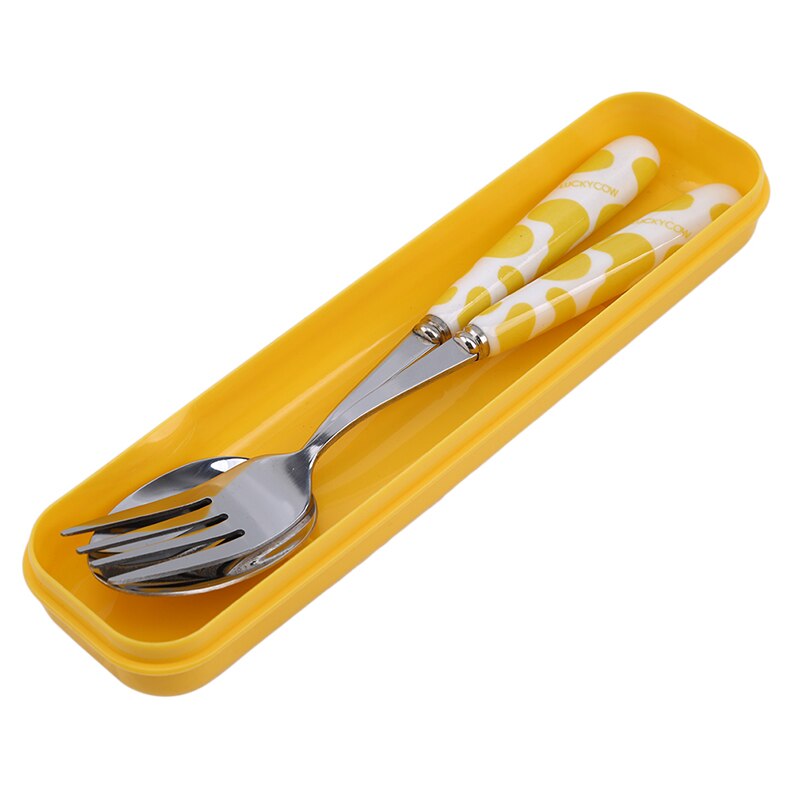 Baby Kids Cute Fork Spoon Cutlery Set Cartoon Ceramic Handle Stainless Steel Children Chopsticks Fork Cutlery Portable Tableware: 435687