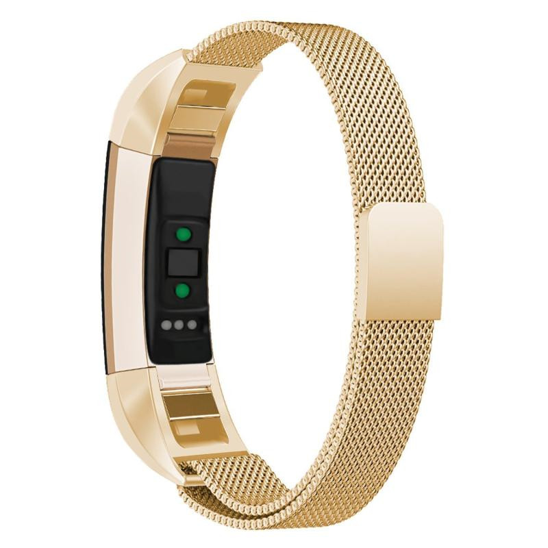 Black Gold Watch band Strap Replacement Milanese Magnetic Loop Stainless Steel Magnetic Lock Band for Fitbit Alta/Alta HR: Gold / L