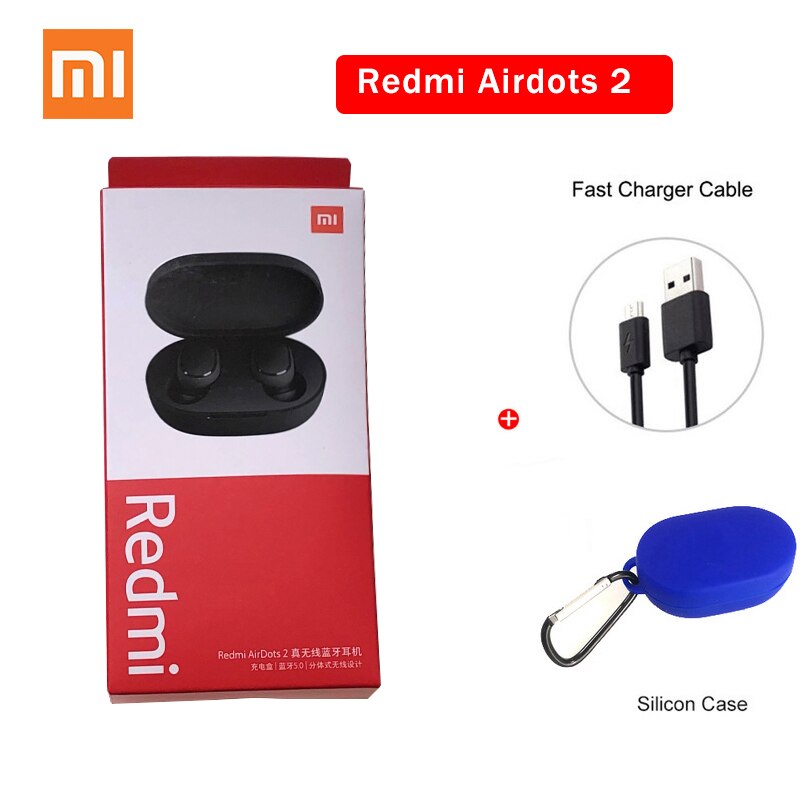 Xiaomi Redmi AirDots 2 TWS Bluetooth 5.0 Noise Reduction with Mic AI Control Redmi AirDots S True Wireless Headset: Airdots 2 blue usb