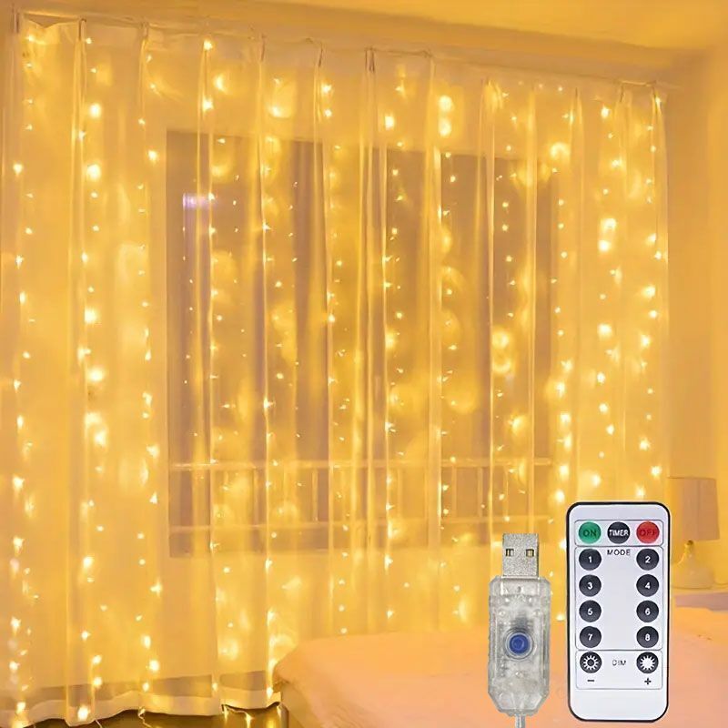 6x3M/3x3m Curtain Garland on The Window USB Power Fairy Lights Festoon with Remote Year Garland Led Lights Christmas Decor