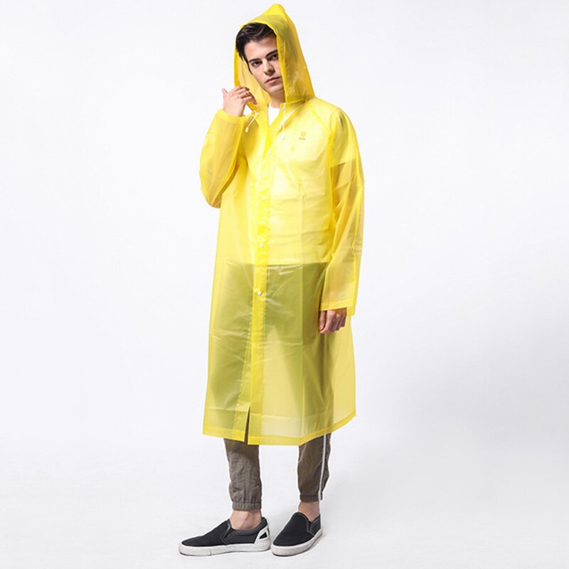 Women Transparent Raincoat Men Black Rain Clothes covers Impermeable Rainwear Poncho Waterproof Hooded Rain Cover: YELLOW