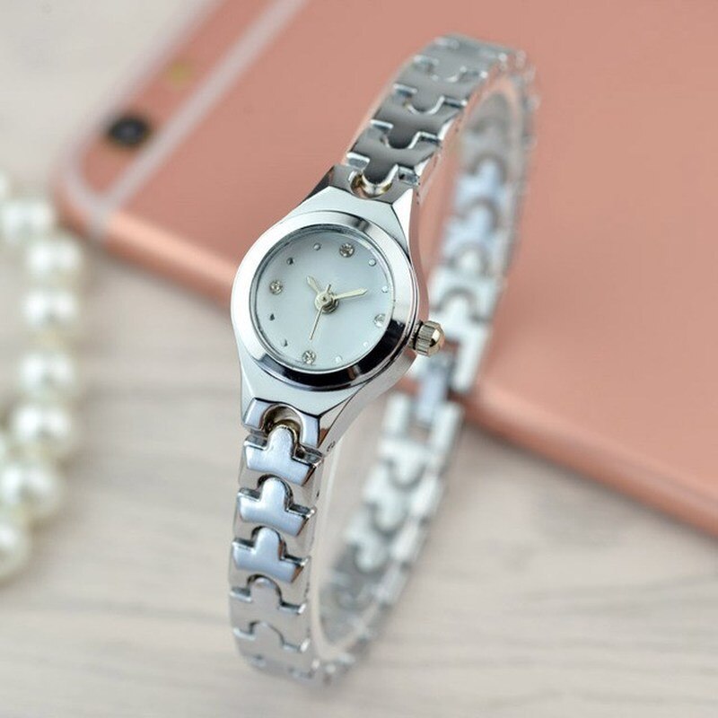 1Pcs Kleine Mode Vrouwen Horloges Rose Gold Luxe Rvs Dames Horloges Diamant Vrouwelijke Armband Horloge
