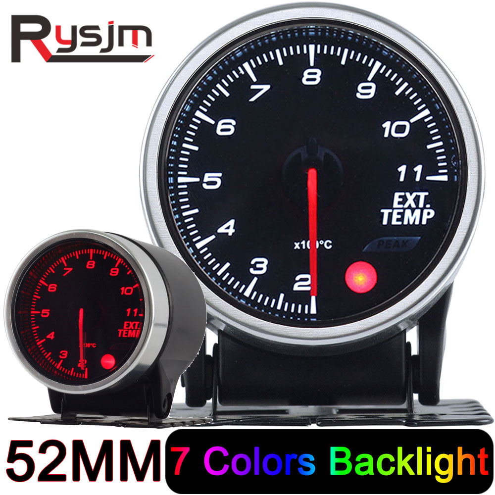 2&quot; 52mm Car Exhaust Temperature Meter With Sensor EGT Exhaust Gas Temperature Gauge Exhaust Gas Temp Gauge EXT Gauge Auto Meter