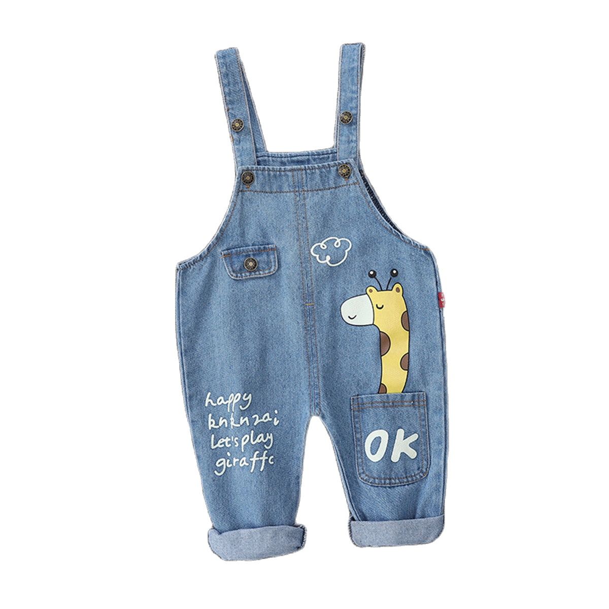 Jongens Jeans Overalls Mode Herfst Kinderen Band Cartoon Giraffe Katoen Jumpsuit Casual Kids Meisjes Kleding Overalls Broek: 5T