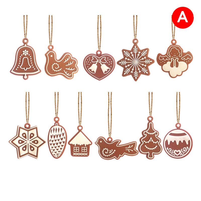 Ginger bread Man Decorations Christmas Ornaments Deer Snowman Xmas Tree Pendant Charm Hanging Ornament Decorations: A SET
