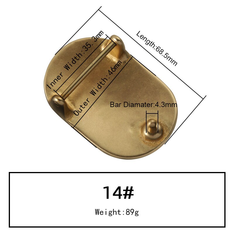 WUTA Solid Brass Belt Buckle Pure Copper Women Men&#39;s Pin Buckle Manual DIY Leather Craft Hardware-Various Size: 014