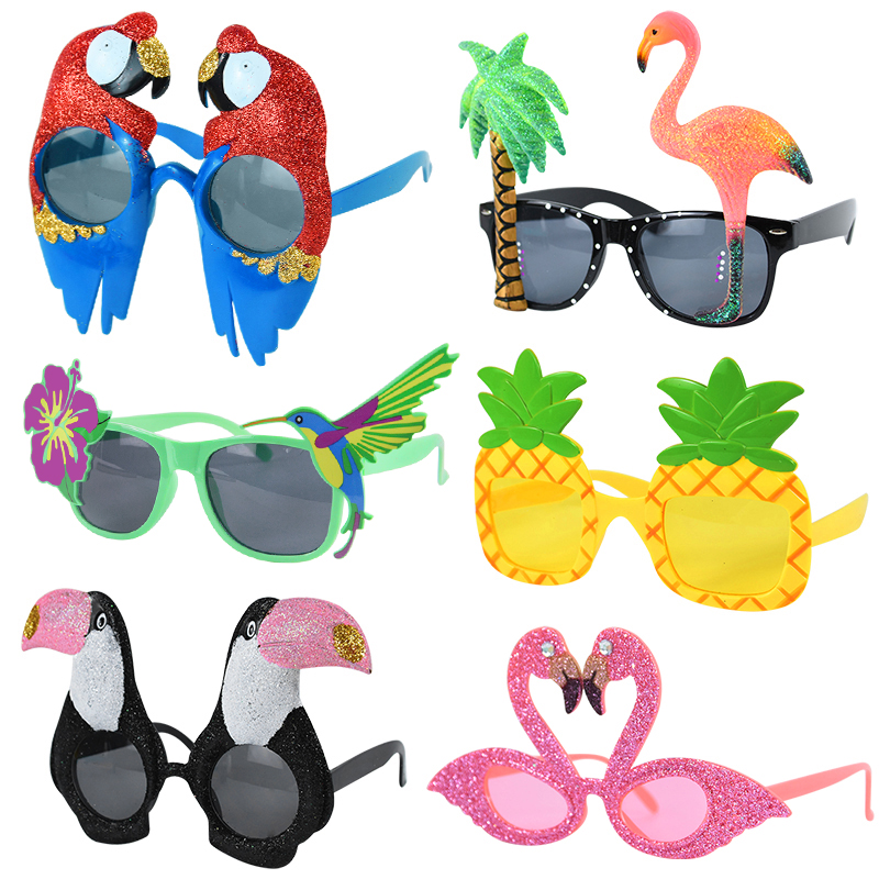 Gafas de sol hawaianas para , anteojos de sol con flamenco Tropical, Luau, piscina, playa, suministros de decoración, divertidas, accesorios para fotos, boda, 6 piezas
