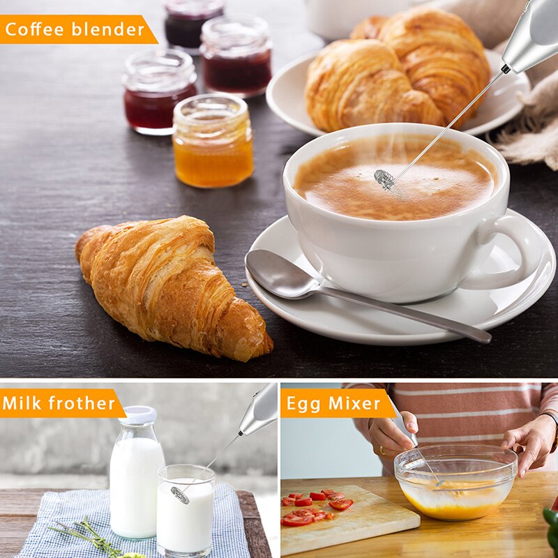 Electric Milk Foamer Chocolate Milk Jugs Frother Whisk Mixer Hand for Coffee Cappuccino Creamer Frothy Blend Whisker Egg Beater