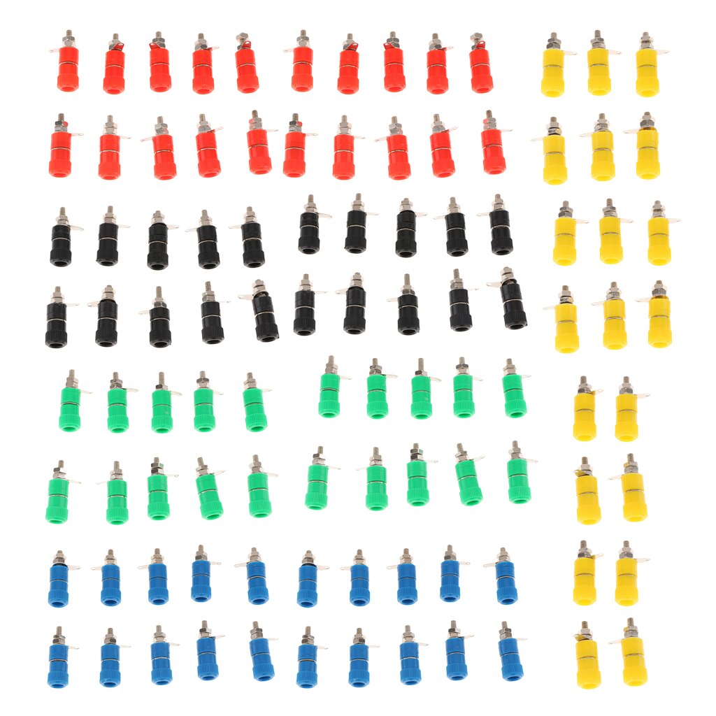 100 Pieces 4mm Banana Plug Socket Banana Binding Post Connector-5 Color
