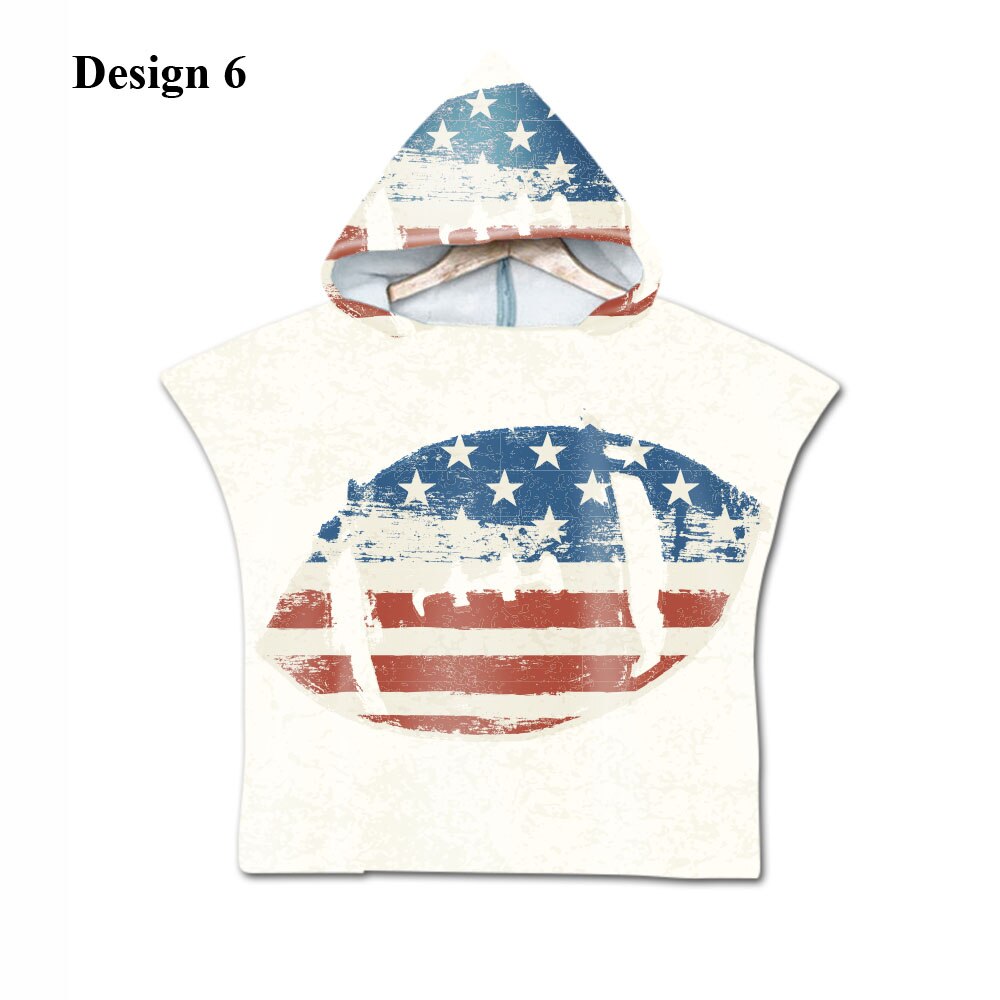 Novelty Sport American Football Rugby Baby Kids Kinderen Hooded Handdoek Zwembad Zwemmen Bad Strand Poncho Handdoek Cape: Design 6