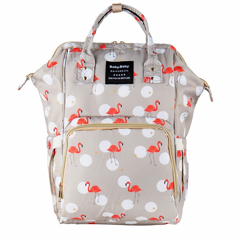 Stijl Gedrukt Multi-Functionele Mummie Zak Verpleging Mother 'S Zak Moederschap Pakket Verkoop Baoma Mode Rugzak: Flamingo Kaki