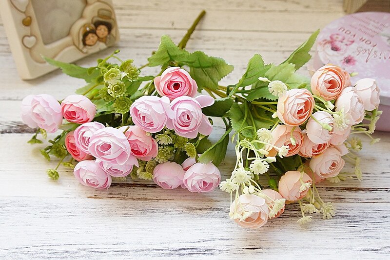 Koreansk snöflingate rosor bukett för scrapbooking heminredning tillbehör bröllop dekorativa blommor konstgjorda växter