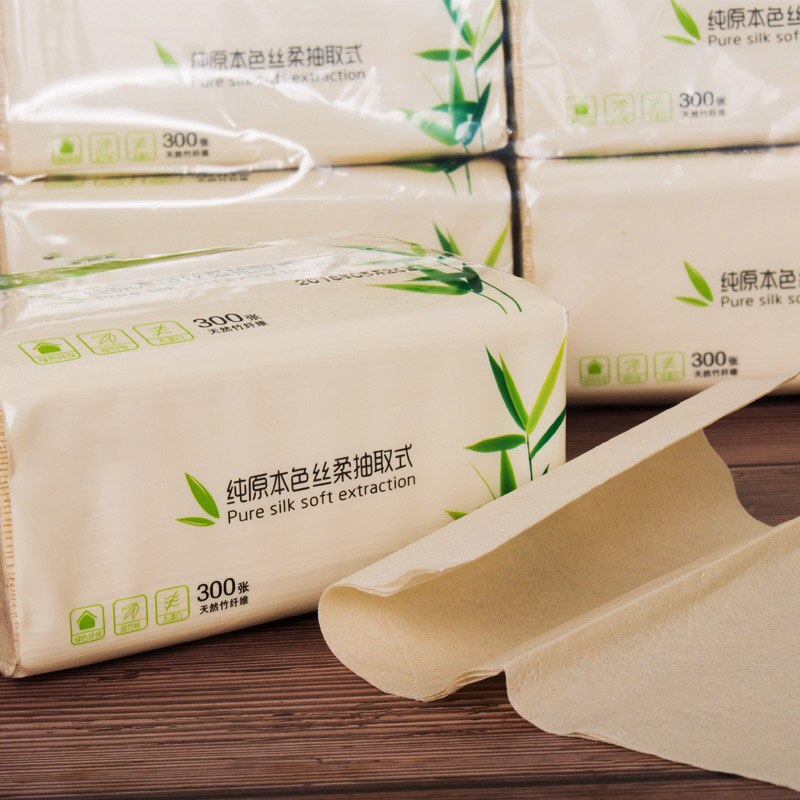 Toalettpapir hotell tampong rumpe tre farge 3 lag myk naturlig bambus masse familie baby bambus fiber papir for hjemmebad
